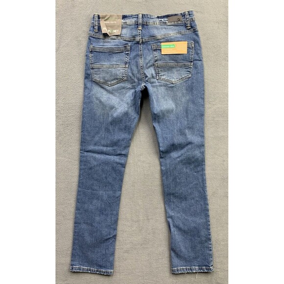 Free Planet Denim Jeans Mens 32X32 Blue Destroyed Distressed Stretch Slim Fit - Picture 3 of 16